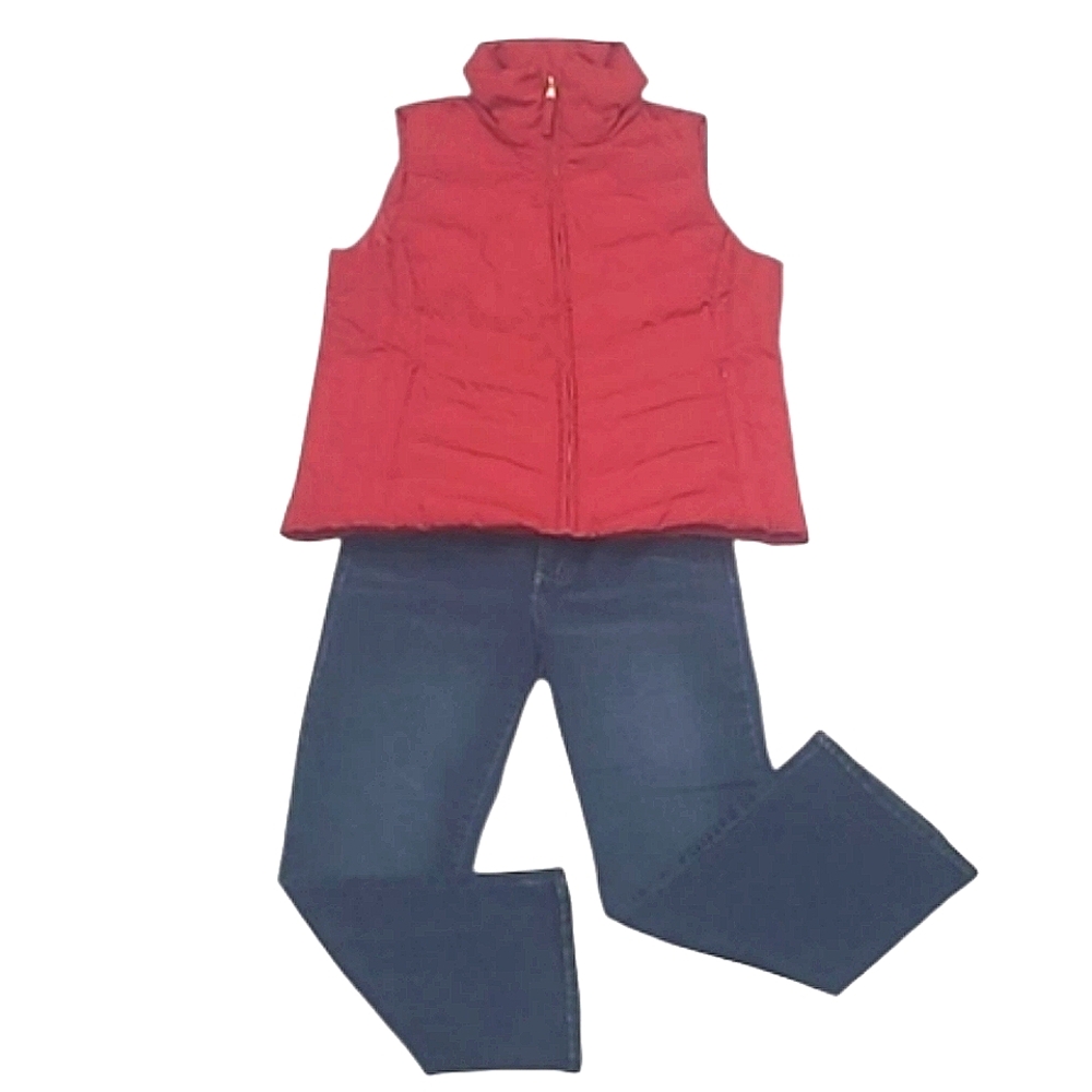 Talbots Quilted Vest Snap Front Sleeveless Jacket Pockets Collar Button Down XLP